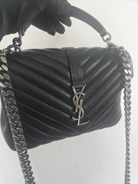 Saint Laurent Handbags - SAINT LAURENT YSL COLLEGE Bag – Black Quilted Leather 🖤